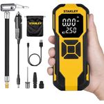 Stanley SXIF0101, 12V wiederaufladbare Li-ion Reifenfüllpumpe mit 150 PSI, digitaler Anzeige, Powerbank, SOS-Funktion und LED-Lampe