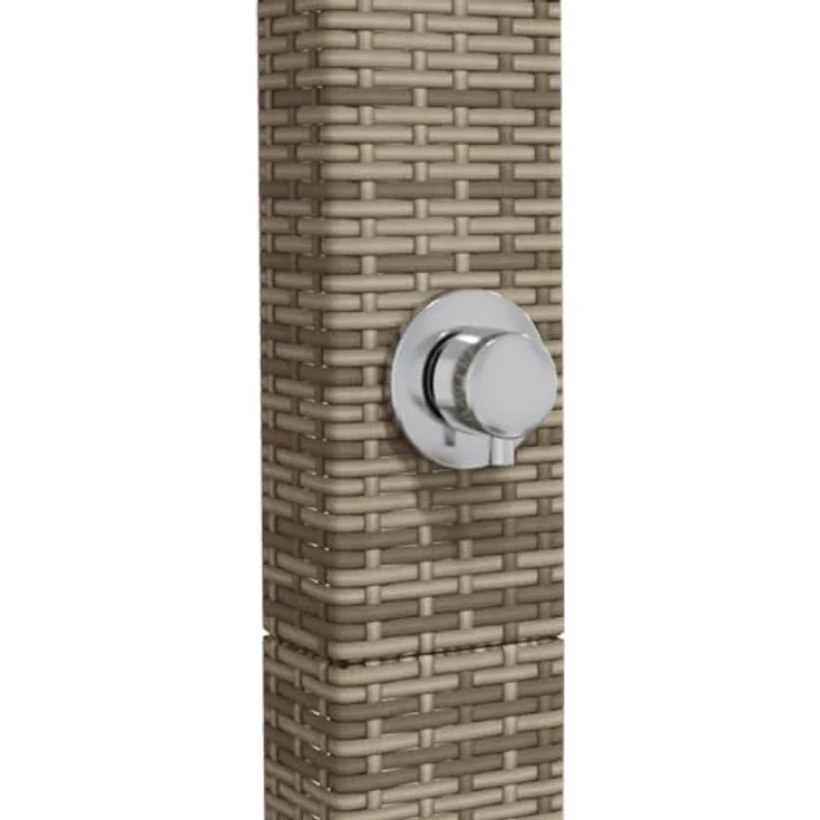 vidaXL Gartendusche aus Poly Rattan, Grau, mit stabilem Stahlrahmen und höhenverstellbarer Brause – Bild 6