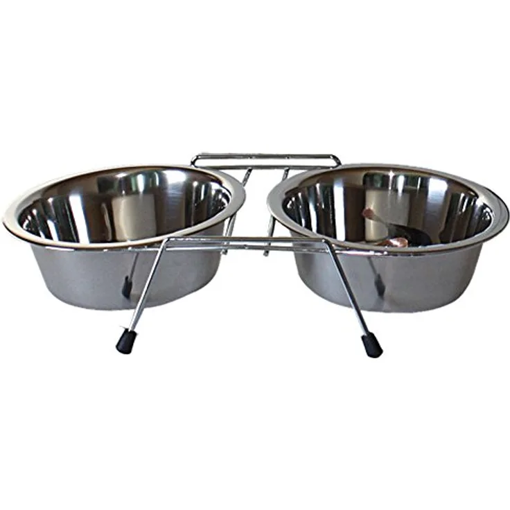 ICA CAD2140 Doppelter Edelstahl-Futterspender Standard, Grau