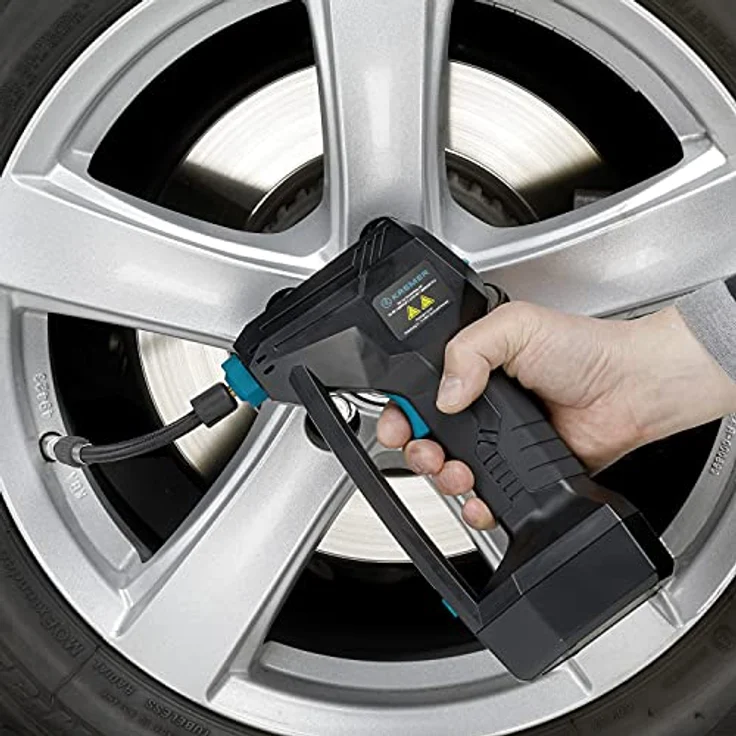Akku Kfz-Mini-Kompressor, Reifenfüller, schnelles Aufpumpen, Druck voreinstellbar, automatische Abschaltung, Lichtfunktion, Inkl. Ventiladapter – Bild 2