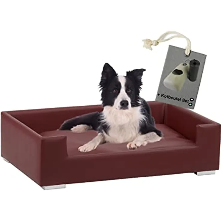 Rohrschneider® Hundesofa Candy | Hundebett Couch für ultimativen Komfort | Hunde Kissen mit Rand ideal als Hunde Reisebett | Hundkorb und Hundebett kleine Hunde (Bordeaux)