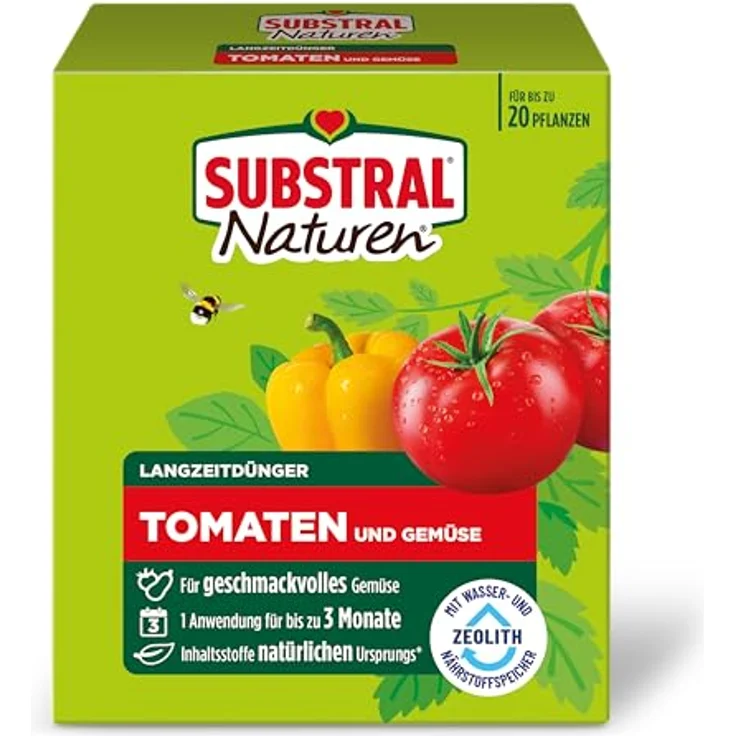 SUBSTRAL Naturen Langzeitdünger für Tomaten & Gemüse, 1,2 kg, Organisch-mineralische Formel mit Zeolith für kräftige Pflanzen und reichhaltige Ernte – Bild 1