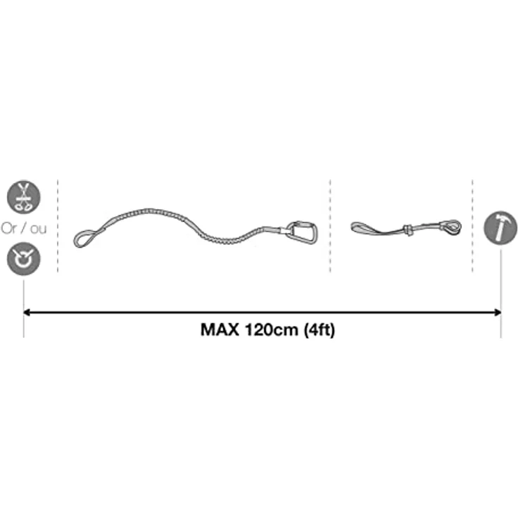 Petzl TOOLEASH Elastische Absturzsicherungsleine, längenverstellbar bis 120 cm, robuste Werkzeugbefestigung bis 5 kg – Bild 4