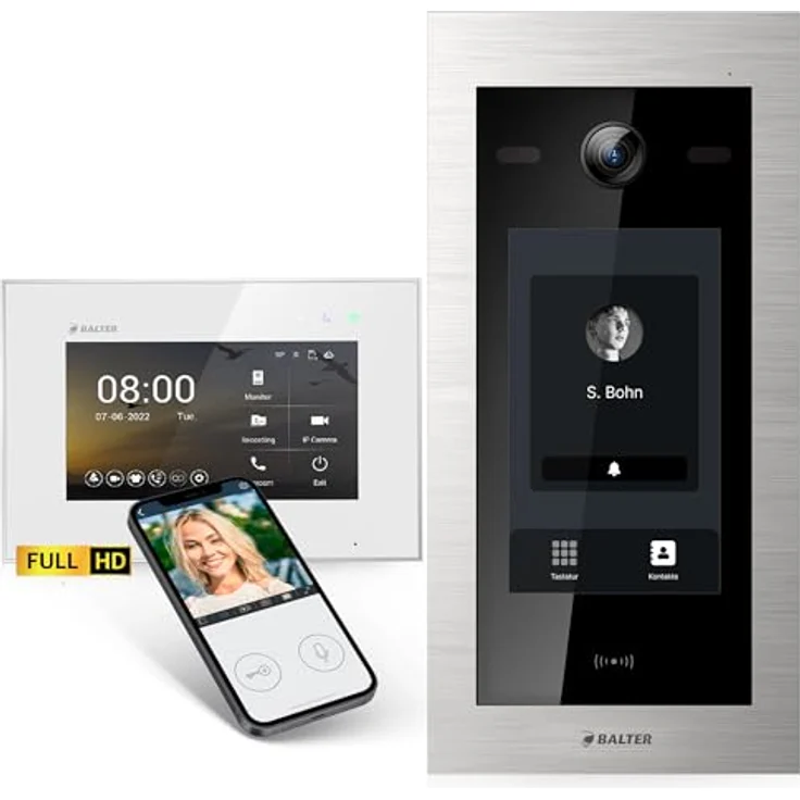 Balter EVO-HD Video Türsprechanlage mit 7 Zoll Touchscreen, Full HD Kamera, 175° Weitwinkel, Smartphone App und RFID Zutrittskontrolle für Einfamilienhaus – Bild 1