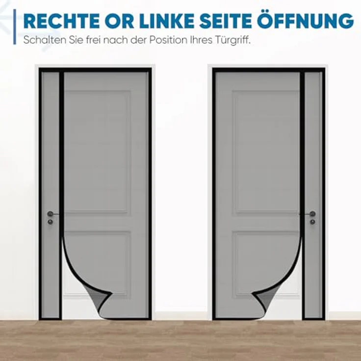 Sekey Fliegengitter Türvorhang, Magnet Insektenschutz mit Kratzsicherer Fiberglas-Qualität, Für Seitliches Öffnen, 110x220cm Schwarz, Einfache Installation ohne Bohren – Bild 2