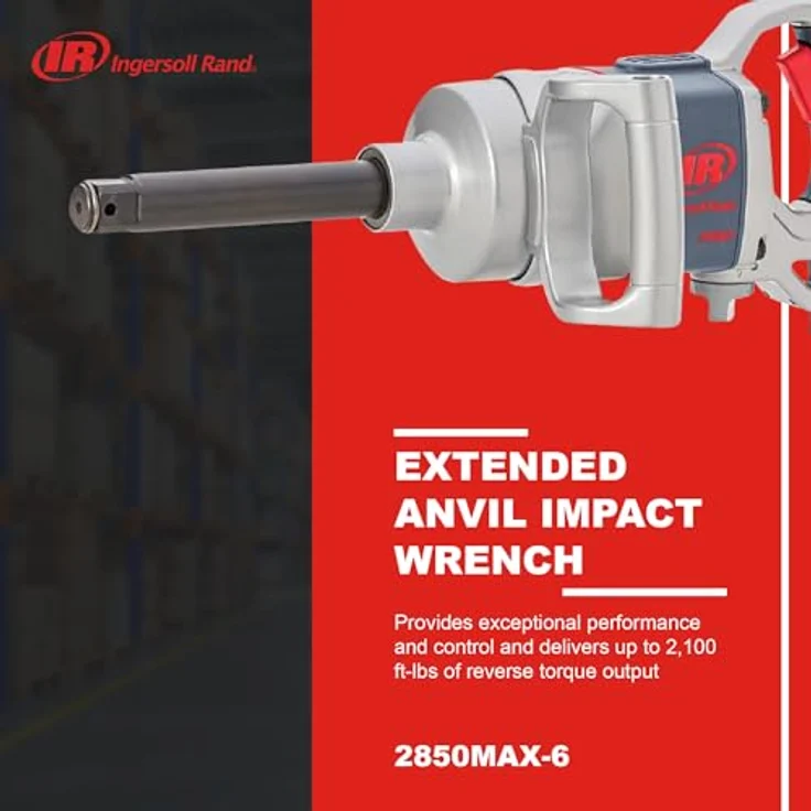 Ingersoll-Rand 2850MAX-6 Druckluft-Schlagschrauber, 1 Zoll, Verlängerter Amboss, 6 Zoll Verlängerung, Leichtes Design, 2847 Nm Drehmoment und 5500 U/min, Verstellbarer Griff, Robustes und langlebiges Profi-Werkzeug – Bild 2