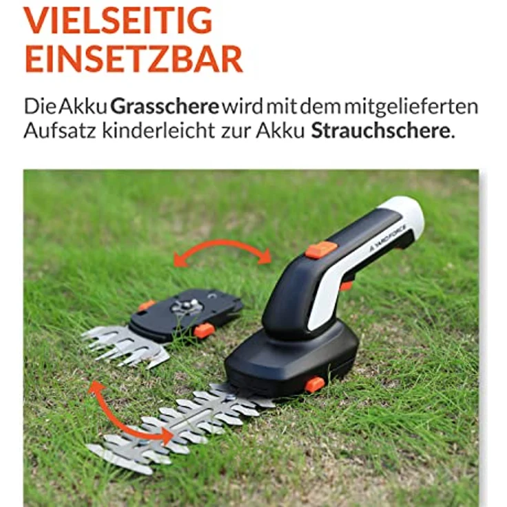 Yard Force VITA Werkzeugkoffer mit 4V / 4Ah Akku, Akku Gras und Strauchschere, Handschaufel, Handgrubber, Handgrabgabel, HX V05S, Weiß – Bild 5