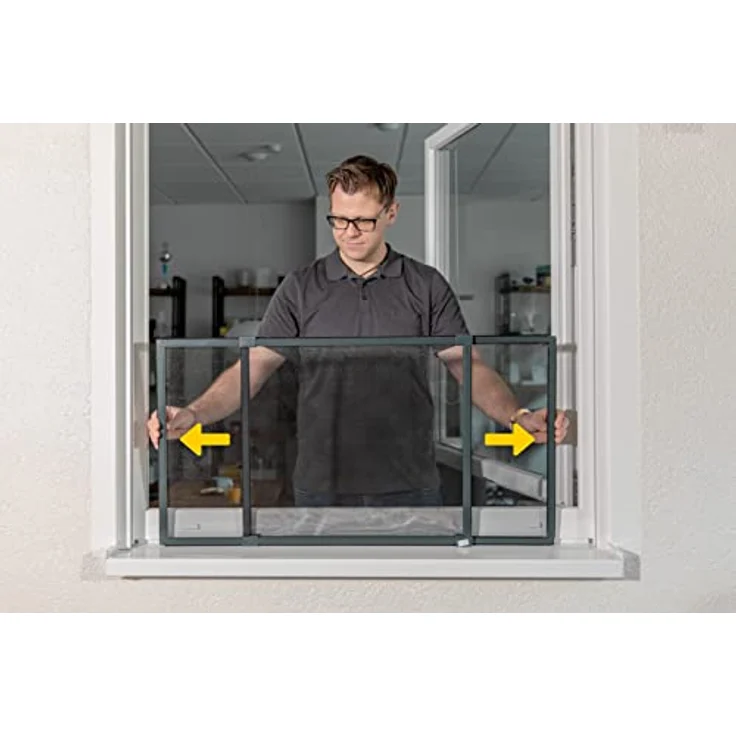 SCHELLENBERG Insektenschutz-Fensterrahmen Schiebefenster, Fiberglasgewebe, ohne bohren, individuell anpassbar, anthrazit – Bild 5