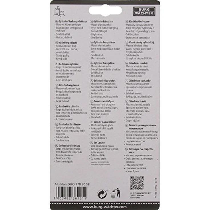 BURG-WÄCHTER Vorhängeschloss, 2er-Set, 5 mm Bügelstärke, 4 Schlüssel, Duo 770 30 SB – Bild 6