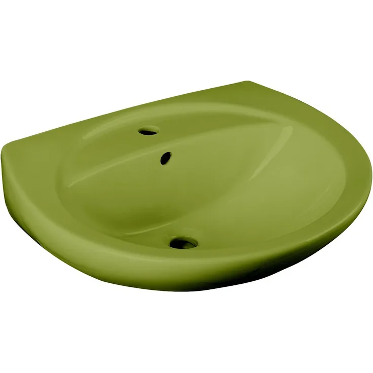 CORNAT Waschbecken Moosgrün, moderne Qualitätskeramik mit Überlauf, grün