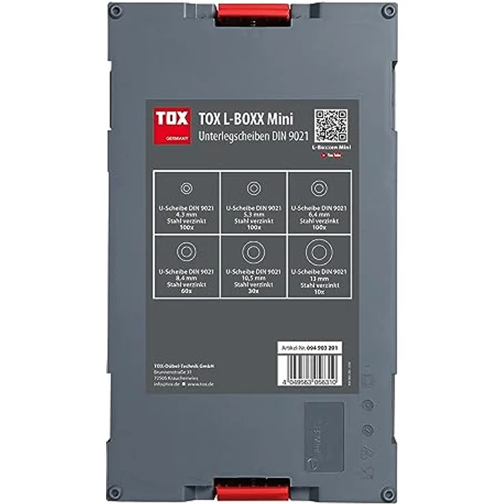 TOX L-BOXX Mini Unterlegscheiben Sortiment DIN 9021, stapel- & verklickbar, 400 tlg., galvanisch verzinkter Stahl – Bild 4