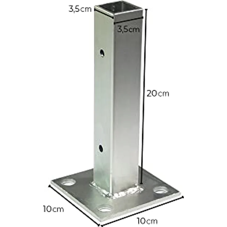 HOME DELUXE - 6x Aufschraubhülse CALMAR - Edelstahl, Maße: 3,5 x 3,5 x 20 cm - inkl. Montagematerial I Pfostenträger Pfostenanker Bodenhülse - Preisvergleich – Bild 4