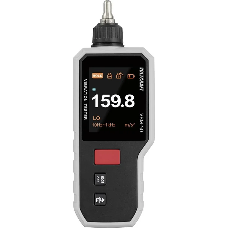 VOLTCRAFT VBM-50 Vibrationsmessgerät, präzise Messungen von Beschleunigung, Geschwindigkeit und Auslenkung, inkl. langer und kurzer Messspitze, 2,4-Zoll-LCD-Display mit Hintergrundbeleuchtung