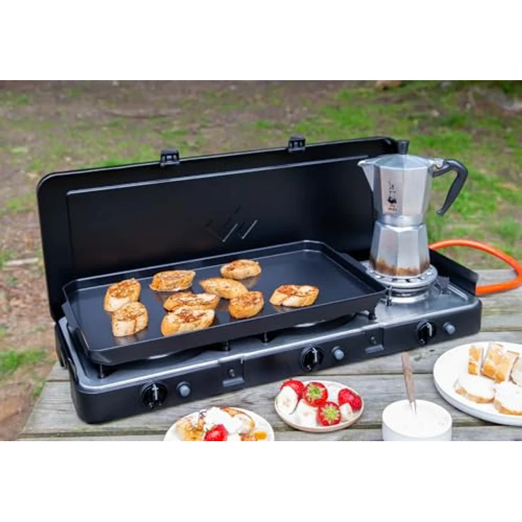 Cadac 2 Cook Plancha (203-500C), Grillplatte mit 40 cm Durchmesser, GreenGrill-Keramikbeschichtung und Ablaufsystem, schwarz – Bild 2