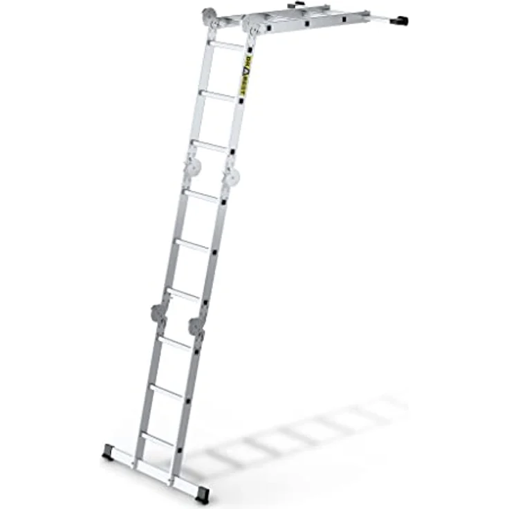 DRABEST Leiter PRO Serie Alu Leiter Gelenkleiter 4x3 mit Plattform Trittleiter Mehrzweckleiter Arbeitsgerüst Tritt Klappbar bis 150 kg belastbar – Bild 4