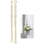 Spetebo Makramee Blumenampel Natur 80 cm - 2er Set - Pflanztopfhalter zum Hängen aus Baumwolle - Hänge Blumentopf Pflanzen Halter aus Stoffseilen