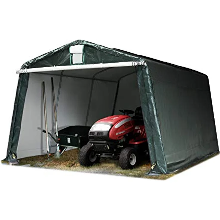 TOOLPORT Garagenzelt Carport 3,3 x 4,7 m, dunkelgrün, wasserdichte PE-Plane, stabile Stahlrohrkonstruktion – Bild 1