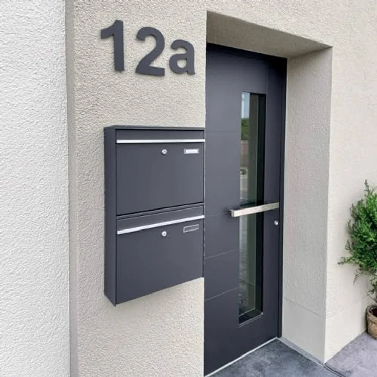 Metzler XXL Doppelbriefkasten aus massivem Stahl in Anthrazit RAL 7016 - Wandmontage - mit austauschbarem Namensschild - Vertikal Bk212 – Bild 5