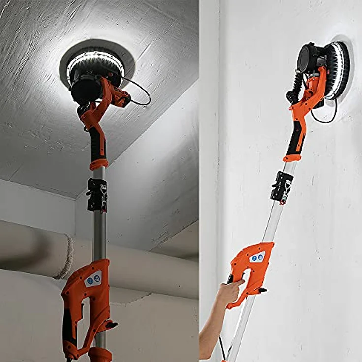 Monzana Trockenbauschleifer 750 Watt Selbstreinigungsfunktion mit Absaugbeutel 6x Ø 225 mm Schleifscheiben LED-Licht – Bild 4