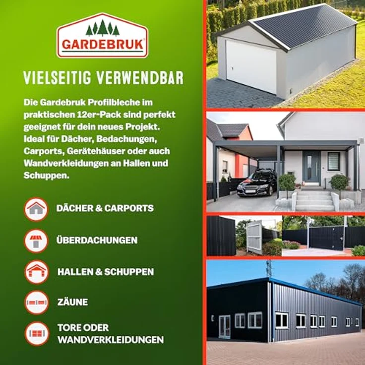 Deuba 12 x Profilblech Trapezblech 129cm x 45cm = 7 m² -Dachblech für Gerätehaus Anthrazit - Preisvergleich – Bild 3