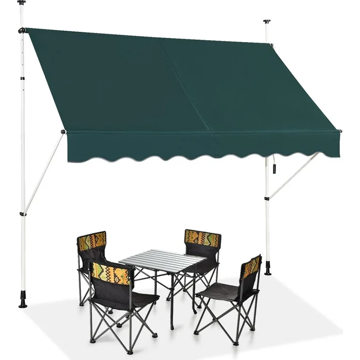 Northix Ausziehbare Balkonmarkise, 200 cm breit, UV-beständig, höhenverstellbar, grün