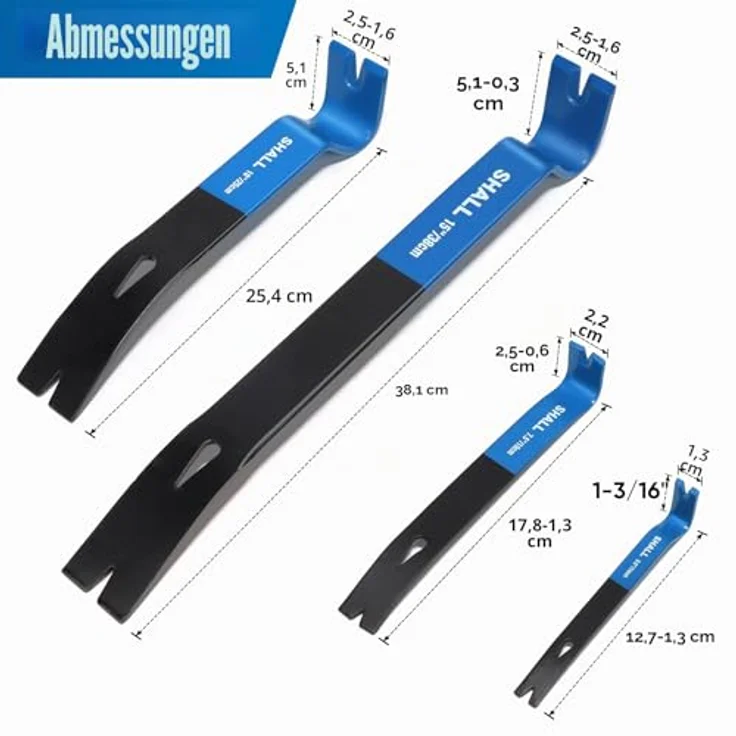 SHALL 4-teiliges flaches Brecheisen-Set, geschmiedeter Kohlenstoffstahl, 5,5" bis 15" für Heimwerkerprojekte – Bild 2