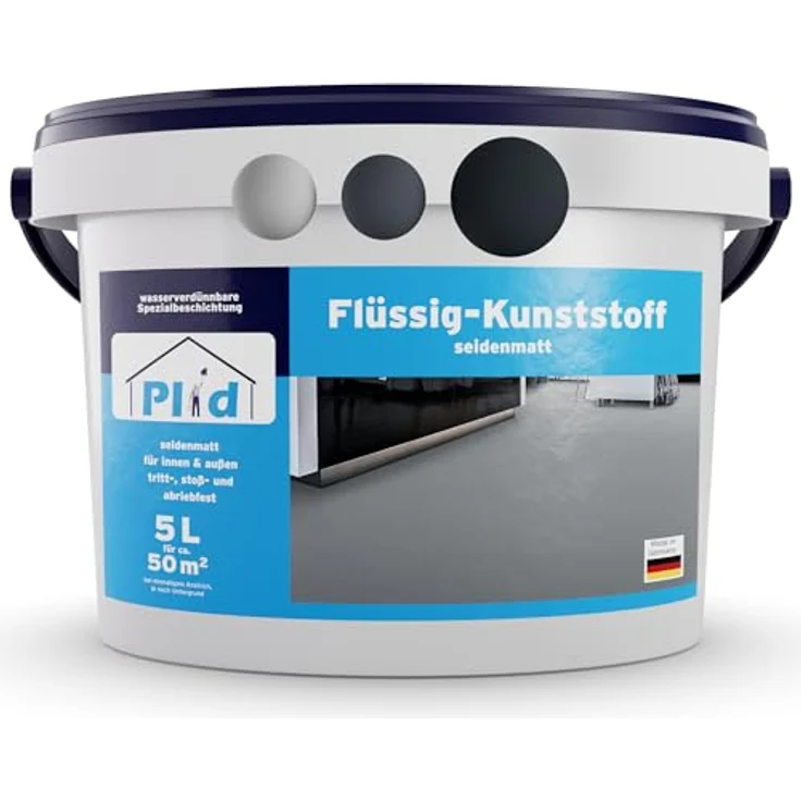 Plid® Flüssigkunststoff Innen & Außen, Anthrazitgrau 5L - Strapazierfähige wasserfeste Bodenbeschichtung für terrasse und Werkstatt - flexible, geruchsneutrale Beschichtung - Made in Germany – Bild 1