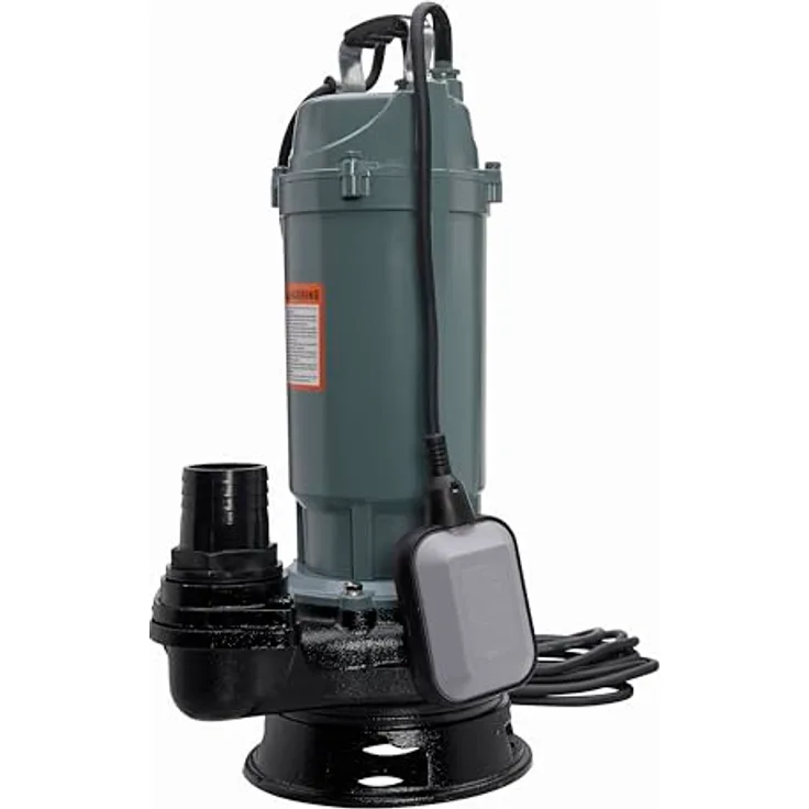 CHM GmbH Fäkalienpumpe Schmutzwasserpumpe 1,5k W 500 L/h Hmax. 20m Partikel bis 30mm, breiteste Stelle ca. 26 cm, Pumpenhöhe 48 cm