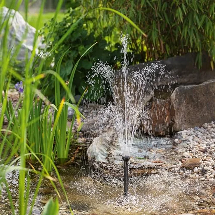 Esotec Solar Teichpumpenset 8/380 Pro, Komplettset mit 8W Solarmodul, Sprinklerpumpe für Gartenteiche, 0,7m Förderhöhe, 380 l/h, IP68, Direktbetrieb – Bild 5