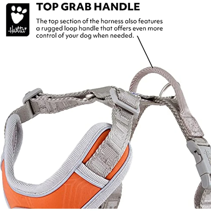 Hurtta Venture No-Pull Geschirr für kleine Hunde, reflektierend, verstellbar, wasserdicht, Buckthorn Orange 35-40 cm – Bild 3