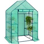 WOLTU Foliengewächshaus Tomatengewächshaus Treibhaus Gartenhaus Frühbeet Tomatenhaus Gemüse Gewächshaus Grün 143x73x195 cm
