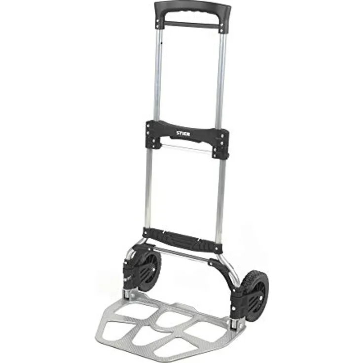 STIER Sackkarre klappbar, Aluminium Transportkarre, Belastbarkeit bis 120kg, Stapelkarre zum Transportieren, Treppenstufen-geeignet, Getränkekisten- und Paket-Transport - Preisvergleich