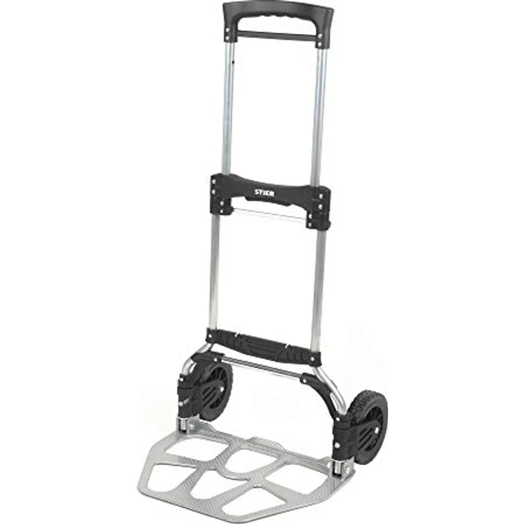 STIER Sackkarre klappbar, Aluminium Transportkarre, Belastbarkeit bis 120kg, Stapelkarre zum Transportieren, Treppenstufen-geeignet, Getränkekisten- und Paket-Transport - Preisvergleich – Bild 1