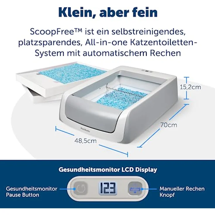 PetSafe Selbstreinigendes Katzenklo PetSafe ScoopFree, Vollautomatische Katzentoilette, Mit automatischem Rechen und integriertem Gesundheitsmonitor, Grau – Bild 3