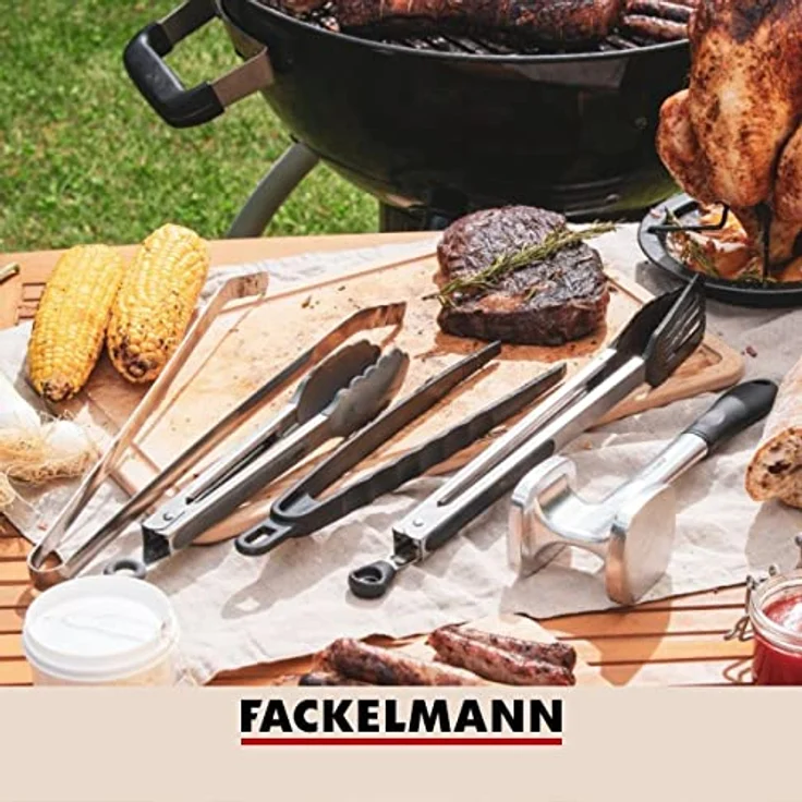 Fackelmann Grillzange, Edelstahl, 36 cm, silber, rostfrei – Bild 2