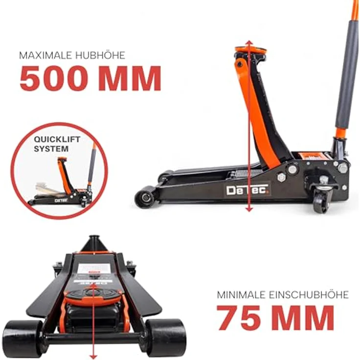 DeTec. 3 Tonnen Rangier-Wagenheber Quick Lift orange WK3000020004 – Bild 4