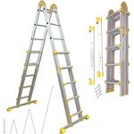 Alu Teleskopleiter ausziehbar | 20 Sprossen Leiter klappbar 4-teilig | 461 cm Länge | Gelenkleiter Klappleiter Stehleiter Aluleiter Anlegeleiter Bockleiter | bis 150 kg