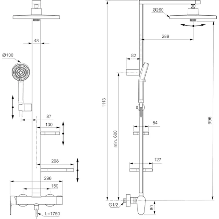 Ideal Standard Duschsystem Ceraflow Alu+, 111.30 cm, Multifunktionsbrause mit Click-Technologie, aus 84% recyceltem Aluminium, chrom-, blei- und nickelfrei – Bild 7