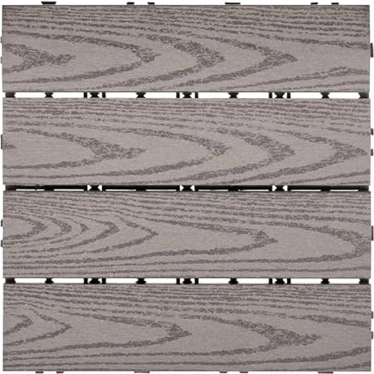 Beliani WPC Terrassenfliesen 11er Set, 30x30 cm, Holzoptik grau, mit Klicksystem, langlebig und pflegeleicht – Bild 5