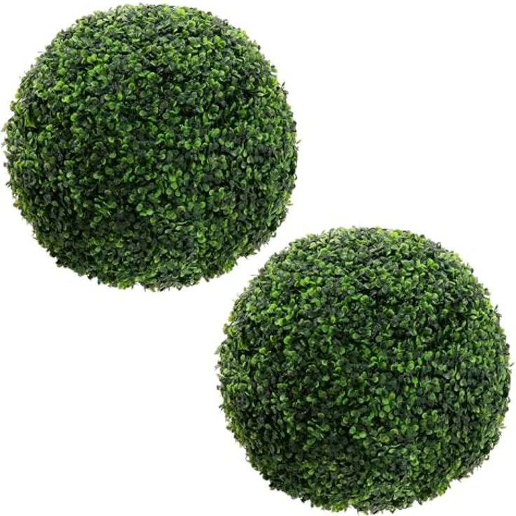 ML-Design 2er Set Künstliche Buchsbaumkugel groß Ø45 cm, UV-beständige Kunstpflanze, Pflegeleichte Deko für Wohnzimmer, Büro & Garten – Bild 1