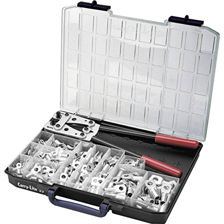 Cimco Presszangen-Set, 255-teilig für Rohrkabelschuhe, Querschnitte 6 mm² bis 50 mm², mit Sortimentskasten – Bild 1