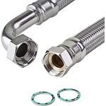 STABILO Sanitaer Panzerschlauch aus hochwertigem Edelstahl, 3/4 Zoll, 100 cm, Innengewinde, Bogenanschluss, Armaturen - Edelstahl