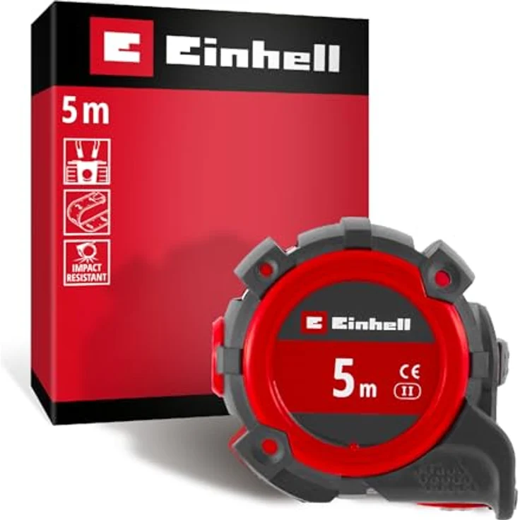 Einhell Bandmaß 5 m, Autolock mit Nylonbeschichtung, Magnet-Endhaken, doppelseitiger Skalierung, stoßfestem Gehäuse, für vielseitigen Einsatz – Bild 1