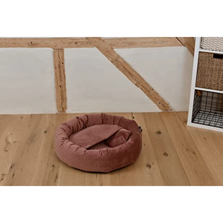Rohrschneider Hundekissen Kuschelhöhle Denver Samt S-M-L mit Hundekotbeutelset (Rosé) - Vielseitiges Hundebett aus hochwertigem Samtstoff – Bild 5