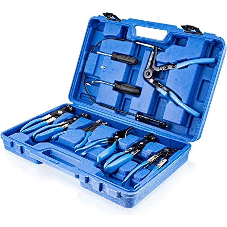 BITUXX 11 tlg Schlauchklemmenzangen Set, Spezialzangen für Montage und Demontage von Schlauchschellen mit gummierten Griffen, im Systemkoffer