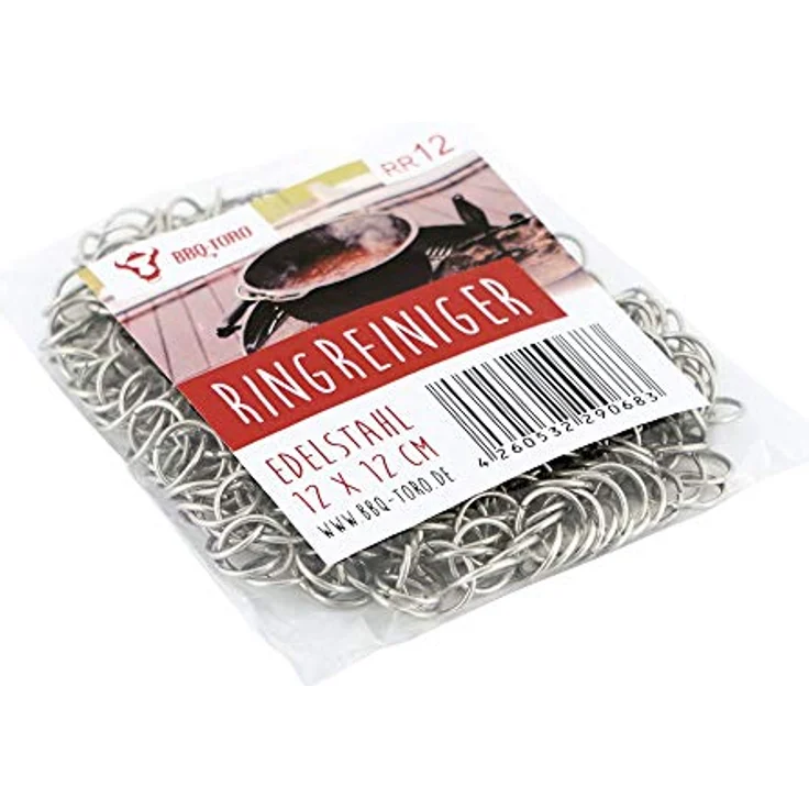 BBQ-Toro Edelstahl Ringreiniger | 12 x 12 cm | Topfreiniger für Gusseisen Pfannen und Töpfe | Dutch Oven Reiniger | Ringschwamm, Gusseisenreiniger, Schrubber, Reinigungsgewebe, BBQ Zubehör – Bild 2