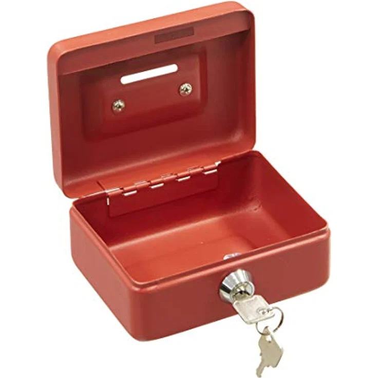 ARREGUI Elegant C9004 Geldkassette aus Stahl | Geldbox | 12,5 cm breit | Abschließbare Kasse mit Einwurfschlitz | Kleine Geldkassette mit Schlüssel | Geldkasse | rot – Bild 3