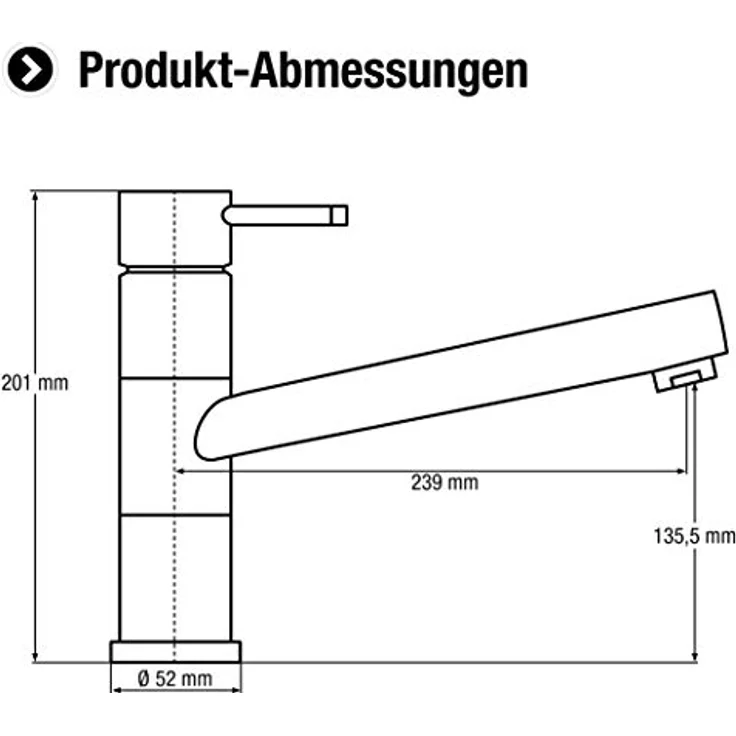 CORNAT Spültischarmatur "Zelina", Hochdruck-Armatur mit schwenkbarem Auslauf, Messingkörper, Granit schwarz / verchromt – Bild 2