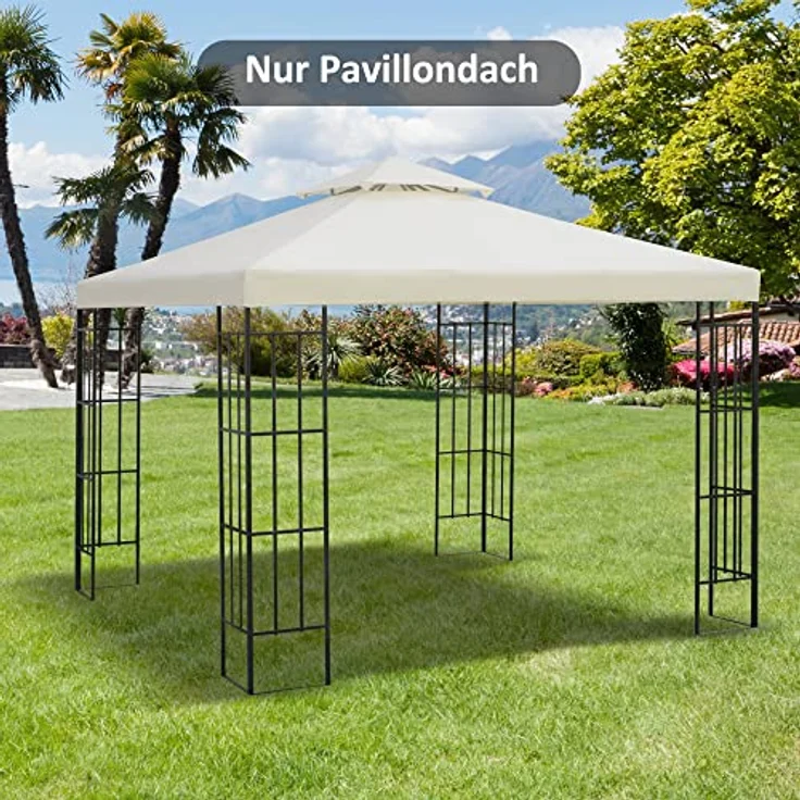 Outsunny Ersatzdach Dach für Metall-Gartenpavillon Pavillon Partyzelt Gartenzelt 3x3-3x4m - cremeweiß - Outsunny – Bild 2