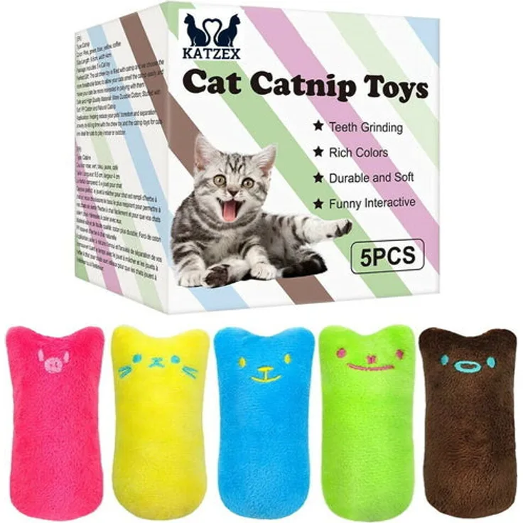 KATZEX Katzenminze Kissen 5er Set Katzenspielzeug Katzen Beschäftigung Minze